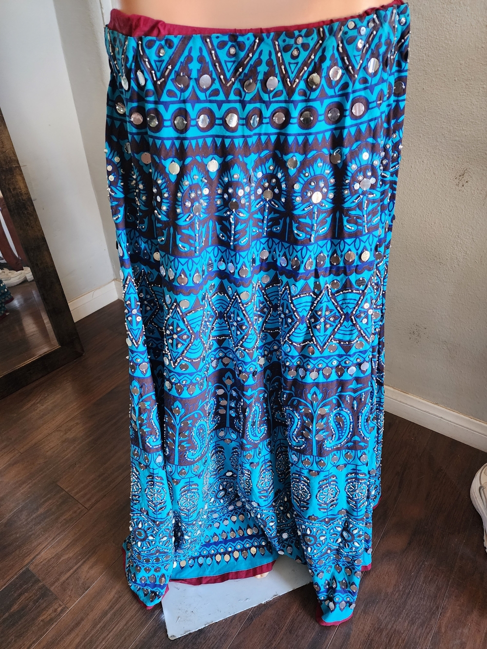 Blue Printed Maxi Skirt - Women